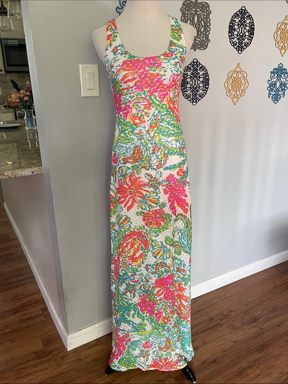 Lilly Pulitzer Astoria Floral Scoop-Neck Maxi Dress size XS